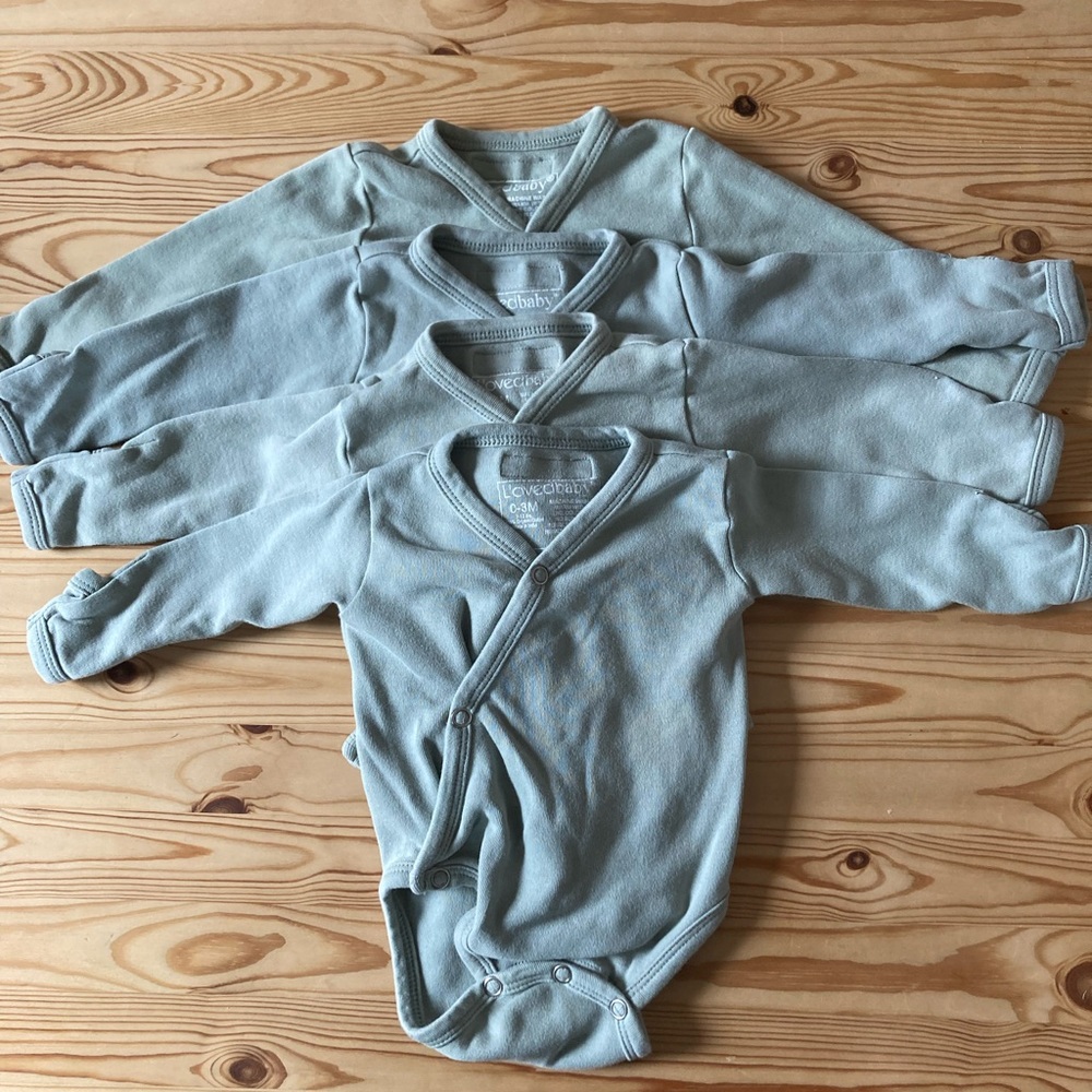 L’ovedbaby Organic Kimono Bodysuits x4 in Seafoam